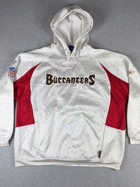 Vintage Reebok NFL Tampa Bay Buccaneers Hoodie Mens XL Dazzle Fleece Sweatshirt